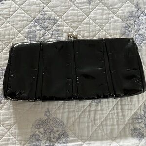 Express Oversized Faux Patent Leather Clutch.